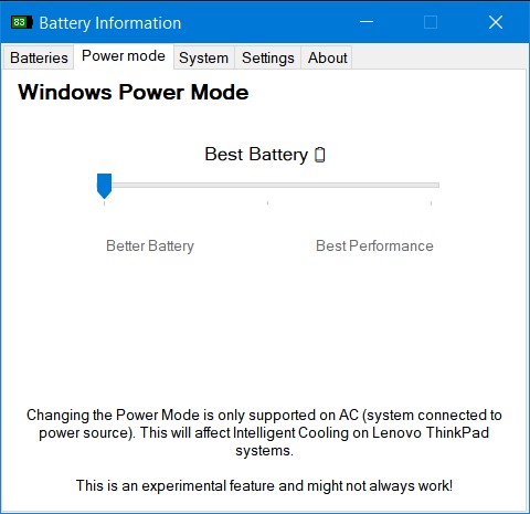 Battery Info Power Modes